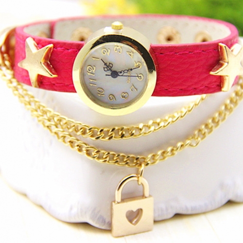 Ladies Leather Watch Love Lock