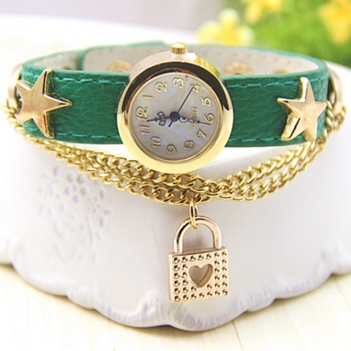 Ladies Leather Watch Love Lock