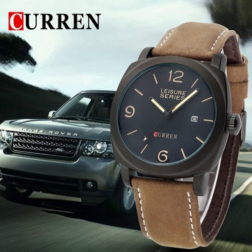 Luxury Men's Leather Strap Watch