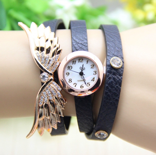 Ladies Leather Watch Angel Wings