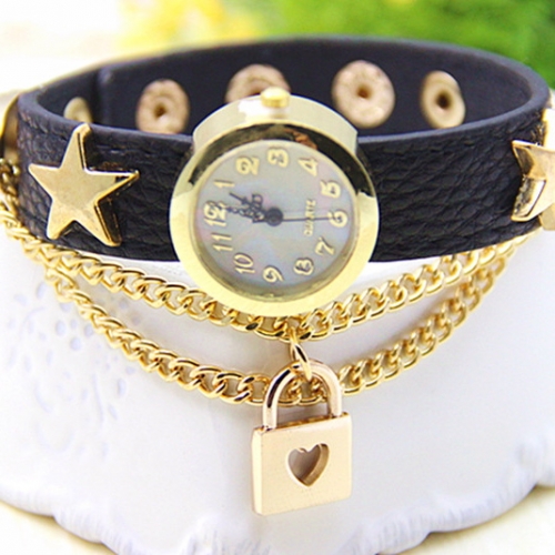 Ladies Leather Watch Love Lock