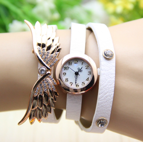 Ladies Leather Watch Angel Wings
