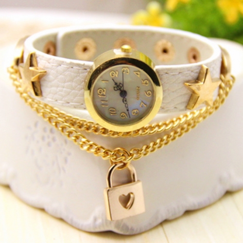 Ladies Leather Watch Love Lock