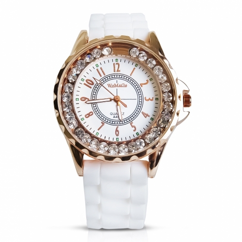 Silicone Crystals Watch Gold