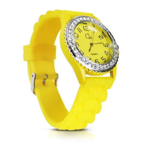 Silicone Strap Crystals Watch