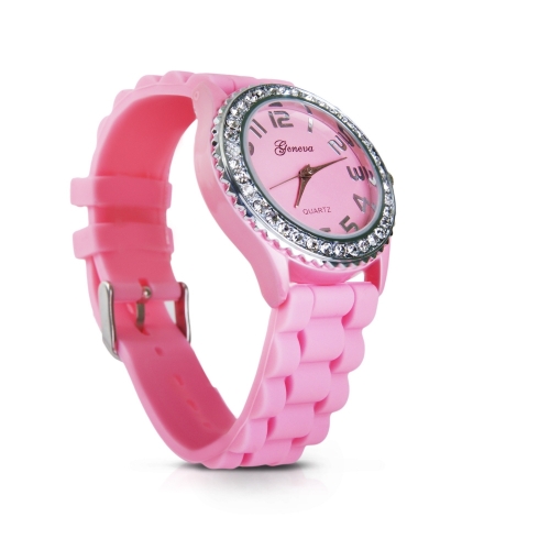 Silicone Strap Crystals Watch