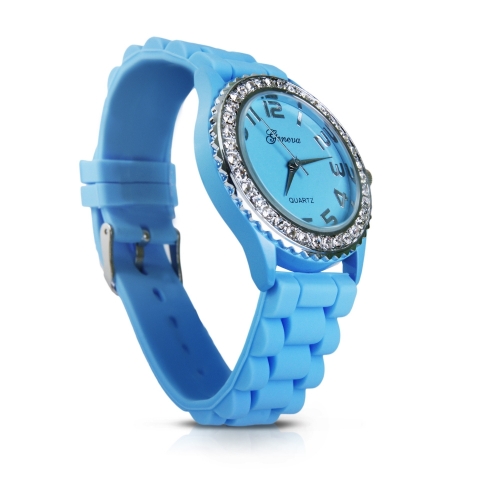 Silicone Strap Crystals Watch