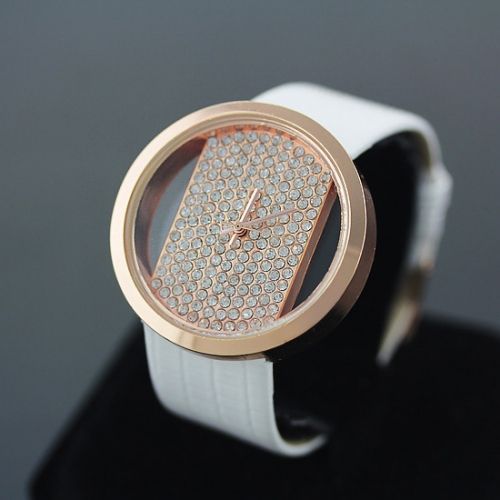 Stylish Ladies Leather Watch Gold