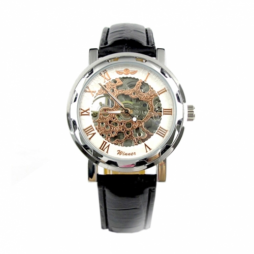 Ladies Mechanical Leather Strap Watch