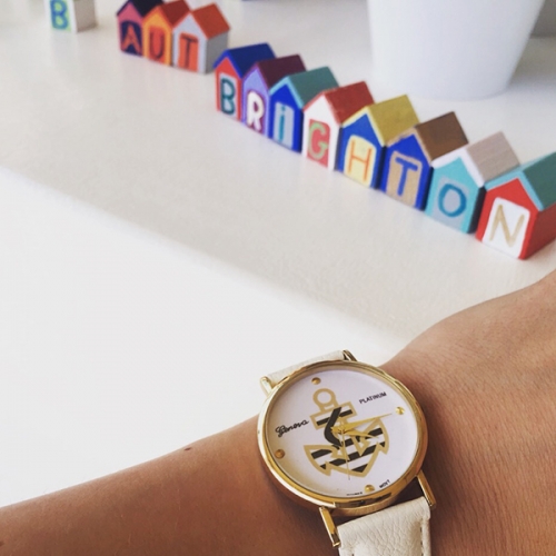 Ladies Leather Watch Anchor