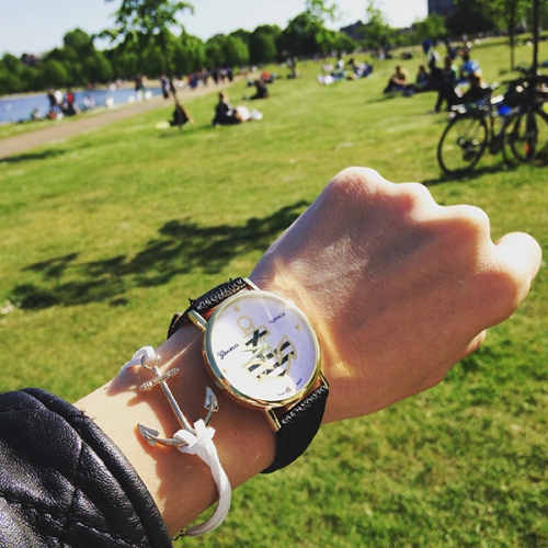 Ladies Leather Watch Anchor